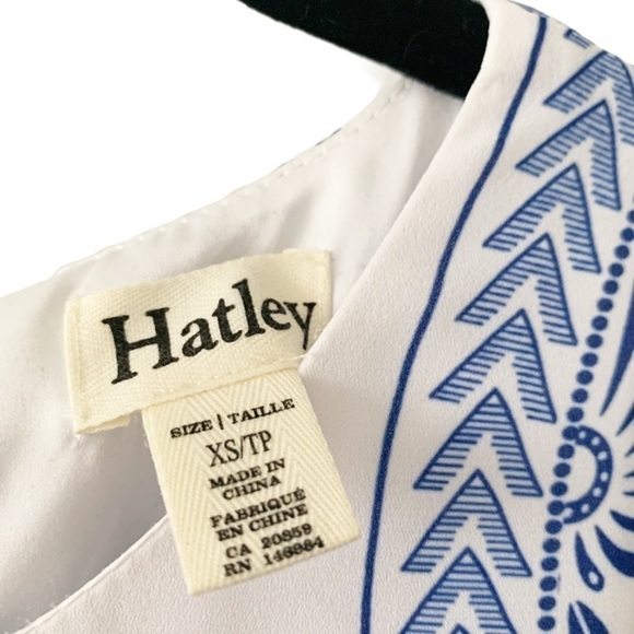 HATLEY | Blue Porcelain Printed Trapeze Dress XS - Picture 6 of 6